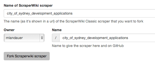 Forking from ScraperWiki