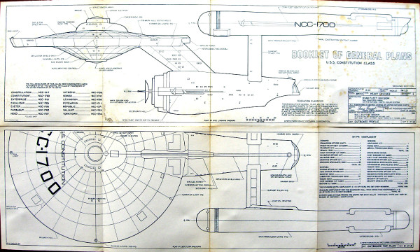 USS Enterprise (NCC-1701) blueprints, from a 1973 book